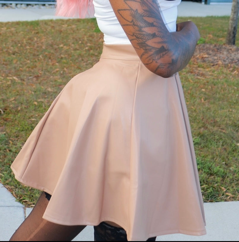 Nude flared skirt