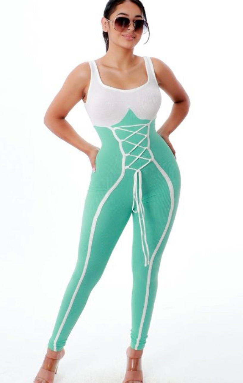 Show Me Off Mint Jumpsuit