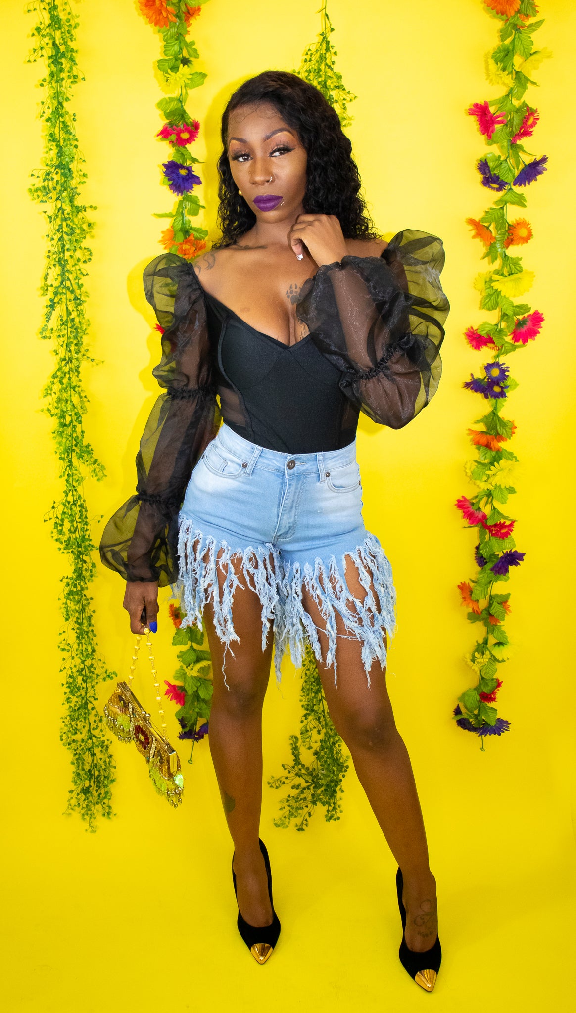 Denim Fringe Shorts