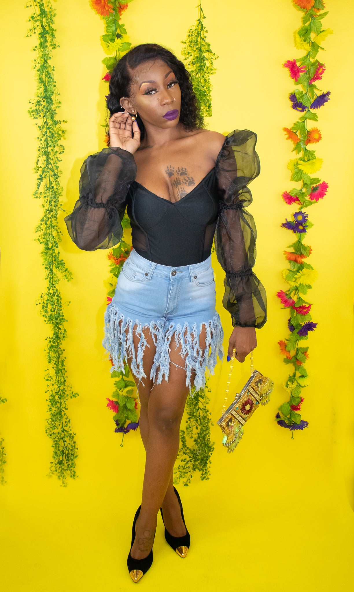 Denim Fringe Shorts