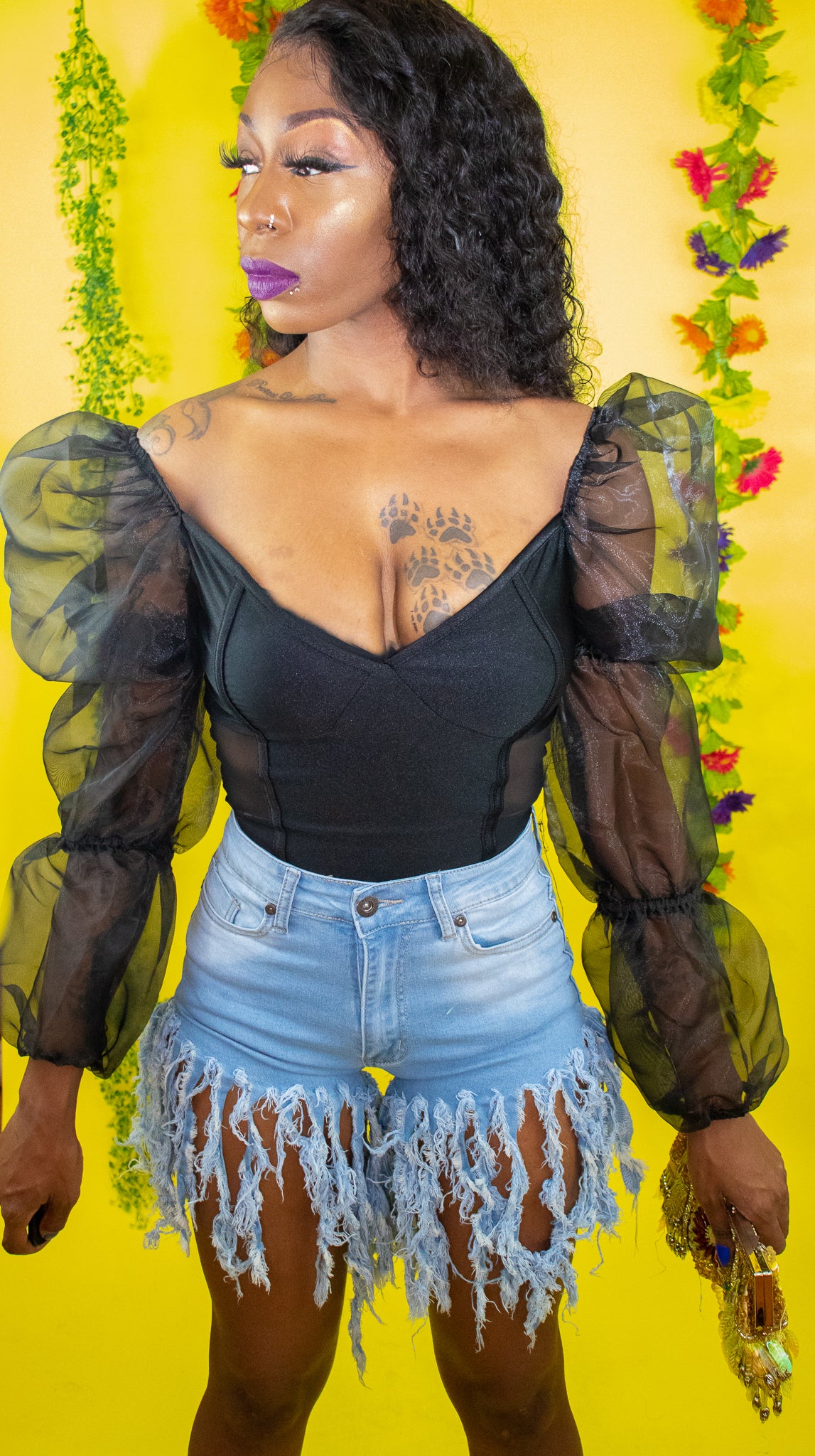 Denim Fringe Shorts