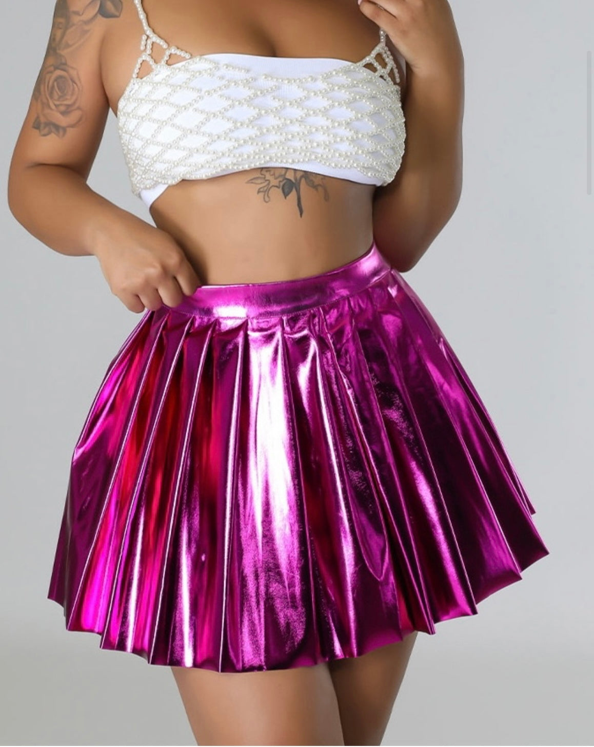 Metallic Pleated Tennis Skirt